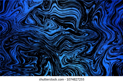 Dark BLUE vector pattern with bent lines. Brand-new colored illustration in marble style with gradient. The best blurred design for your business.