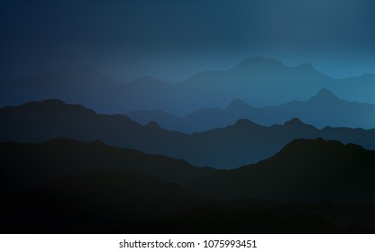 Dark BLUE vector pattern with bent lines. Shining illustration, which consist of blurred lines, circles. Mountain design for your web site.