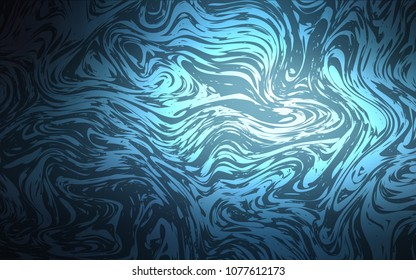 Dark BLUE vector pattern with bent ribbons. Colorful illustration in abstract marble style with gradient. Marble design for your web site.