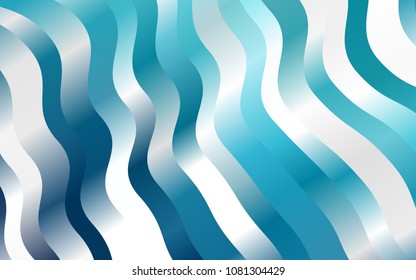 Dark BLUE vector pattern with bent ribbons. A vague circumflex abstract illustration with gradient. The elegant pattern for brand book.
