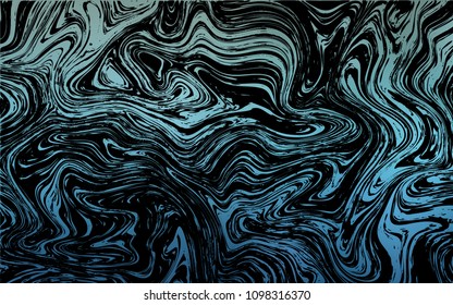 Dark BLUE vector pattern with bent lines. Creative illustration in halftone marble style with gradient. A completely new memphis design for your business.