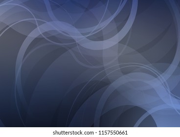 Dark BLUE vector pattern with bent ribbons. A sample with blurred bubble shapes. Marble style for your business design.