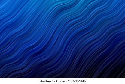 Dark BLUE vector pattern with bent ribbons. Geometric illustration in marble style with gradient.  A completely new template for your business design.
