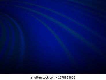 Dark BLUE vector pattern with bent ribbons. Creative illustration in halftone marble style with gradient. Textured wave pattern for backgrounds.