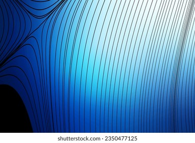 Dark BLUE vector pattern with bent lines. Shining colorful illustration in simple curve style. Pattern for your design.