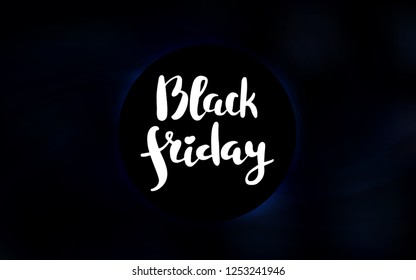 Dark BLUE vector pattern with a black hole, stars. Abstract illustration with glitter colorful cosmic stars. Black Friday design for ads, commercials.