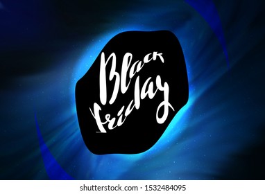 Dark BLUE vector pattern with a black hole, stars. Colorful black hole with shining night sky stars. Backdrop for ads, leaflets of Black Friday.