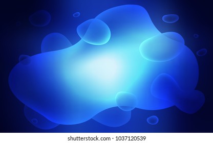 Dark BLUE vector pattern with bubble shapes. Creative geometric illustration in memphis style with gradient. New composition for your brand book.