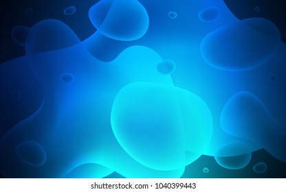 Dark BLUE vector pattern with bubble shapes. Colorful illustration in abstract memphis style with gradient. Textured wave pattern for backgrounds.