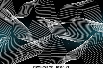 Dark BLUE vector pattern with christmas ribbons. Beautiful colored illustration with ribbon in celebration style. The template can be used as a background for postcards.