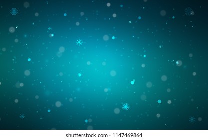Dark BLUE vector pattern with christmas snowflakes. Glitter abstract illustration with crystals of ice. New year design for your ad, poster, banner.