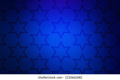Dark BLUE vector pattern with christmas stars. Stars on blurred abstract background with gradient. Pattern for websites, landing pages.