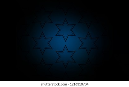 Dark BLUE vector pattern with christmas stars. Glitter abstract illustration with colored stars. Template for sell phone backgrounds.