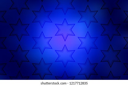 Dark BLUE vector pattern with christmas stars. Shining colored illustration with stars. Template for sell phone backgrounds.