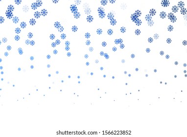 Dark BLUE vector pattern with christmas snowflakes. Colorful decorative design in xmas style with snow. New year design for poster, banner.