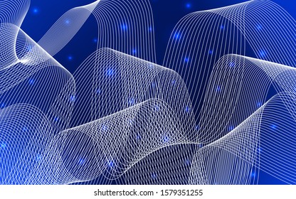 Dark BLUE vector pattern with christmas ribbons. Decorative shining illustration with ribbons on abstract template. The pattern can be used for new year ad, booklets.