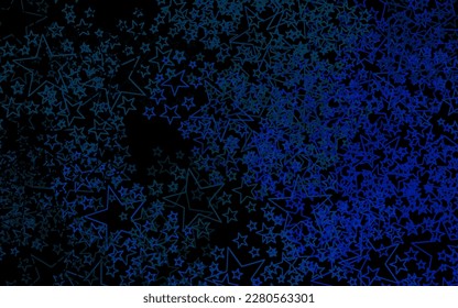 Dark BLUE vector pattern with christmas stars. Stars on blurred abstract background with gradient. Smart design for your business advert.