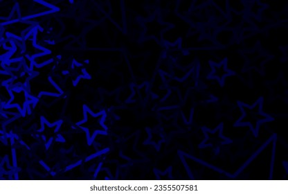 Dark BLUE vector pattern with christmas stars. Glitter abstract illustration with colored stars. Best design for your ad, poster, banner.