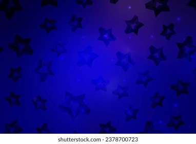 Dark BLUE vector pattern with christmas stars. Blurred decorative design in simple style with stars. Pattern for futuristic ad, booklets.