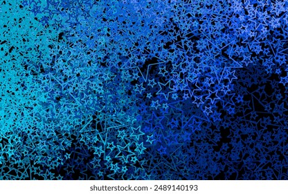 Dark BLUE vector pattern with christmas stars. Stars on blurred abstract background with gradient. Template for cosmic backgrounds.