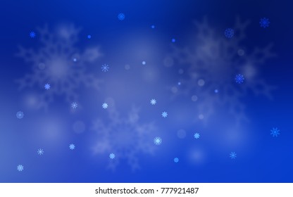 Dark BLUE vector pattern with christmas snowflakes. Glitter abstract illustration with crystals of ice. New year design for your business advert.