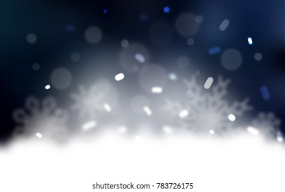 Dark BLUE vector pattern with christmas snowflakes. Snow on blurred abstract background with gradient. The pattern can be used for new year leaflets.