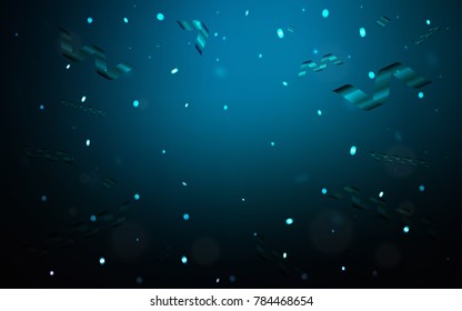 Dark BLUE vector pattern with christmas ribbons. Decorative shining illustration with ribbons on abstract template. The pattern can be used for new year ad, booklets.