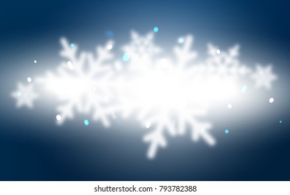 Dark BLUE vector pattern with christmas snowflakes. Snow on blurred abstract background with gradient. The pattern can be used for new year ad, booklets.