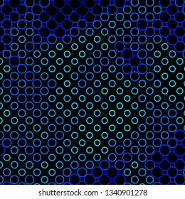 Dark BLUE vector pattern with circles. Illustration with set of shining colorful abstract spheres. Pattern for booklets, leaflets.
