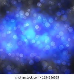 Dark BLUE vector pattern with circles. Abstract illustration with colorful spots in nature style. Design for posters, banners.