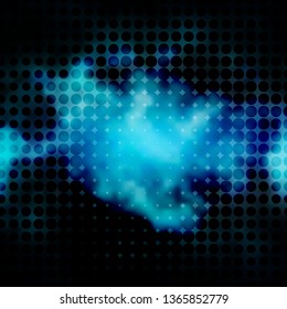 Dark BLUE vector pattern with circles. Illustration with set of shining colorful abstract spheres. Pattern for wallpapers, curtains.