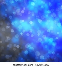 Dark BLUE vector pattern with circles. Modern abstract illustration with colorful circle shapes. New template for your brand book.