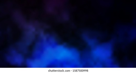 Dark BLUE vector pattern with clouds. Colorful illustration with abstract gradient clouds. Beautiful layout for uidesign.
