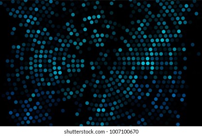 Dark BLUE vector pattern with colored spheres. Geometric sample of repeating circles on white background in halftone style.