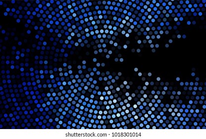Dark BLUE vector pattern with colored spheres. Geometric sample of repeating circles on white background in halftone style.