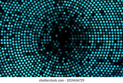 Dark BLUE vector pattern with colored spheres. Geometric sample of repeating circles on white background in halftone style.