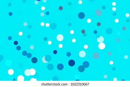 Dark BLUE vector pattern with colored spheres. Geometric sample of repeating circles on white background in halftone style.