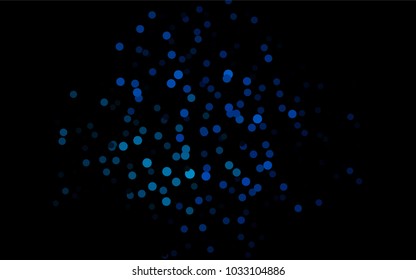 Dark BLUE vector pattern with colored spheres. Geometric sample of repeating circles on white background in halftone style.