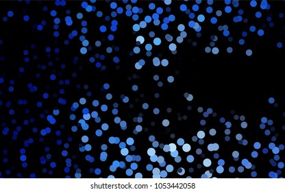 Dark BLUE vector pattern with colored spheres. Geometric sample of repeating circles on white background in halftone style.