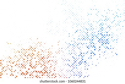 Dark BLUE vector pattern with colored spheres. Geometric sample of repeating circles on white background in halftone style.