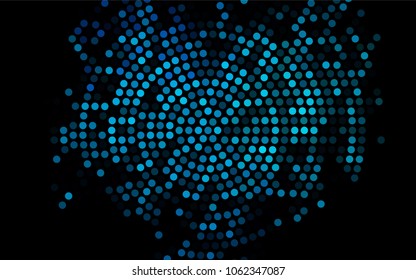 Dark BLUE vector pattern with colored spheres. Geometric sample of repeating circles on white background in halftone style.