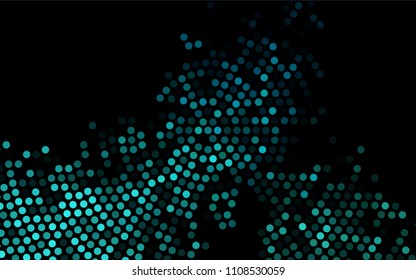 Dark BLUE vector pattern with colored spheres. Geometric sample of repeating circles on white background in halftone style.