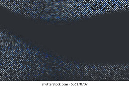 Dark BLUE vector pattern with colored spheres. Geometric sample of repeating circles on white background in halftone style.