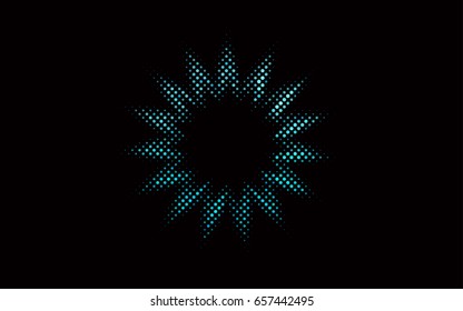 Dark BLUE vector pattern with colored spheres. Geometric sample of repeating circles on white background in halftone style.