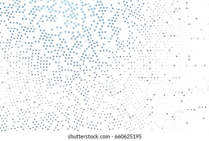 Dark BLUE vector pattern with colored spheres. Geometric sample of repeating circles on white background in halftone style.
