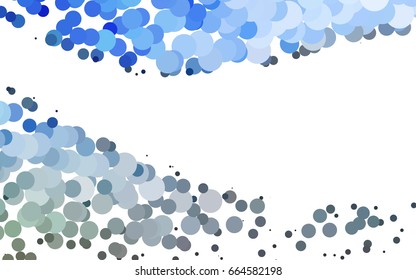 Dark BLUE vector pattern with colored spheres. Geometric sample of repeating circles on white background in halftone style.