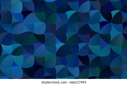 Dark BLUE vector pattern with colored spheres. Geometric sample of repeating circles on white background in halftone style.
