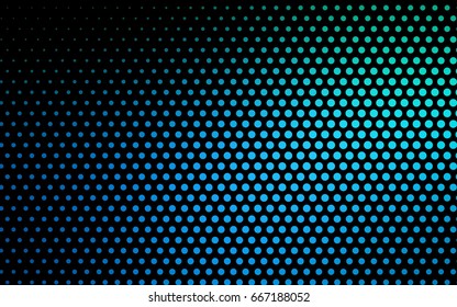 Dark BLUE vector pattern with colored spheres. Geometric sample of repeating circles on white background in halftone style.