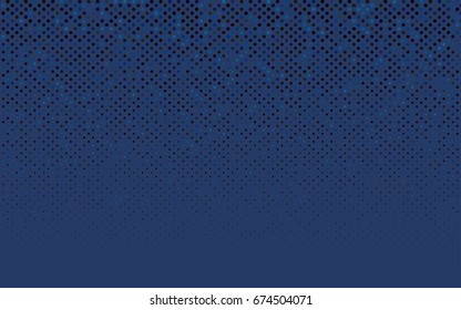 Dark BLUE vector pattern with colored spheres. Geometric sample of repeating circles on white background in halftone style.