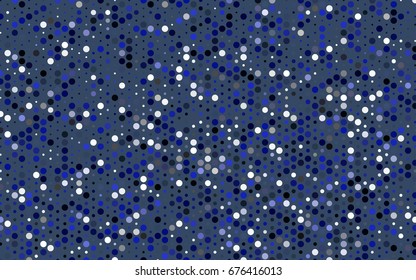 Dark BLUE vector pattern with colored spheres. Geometric sample of repeating circles on white background in halftone style.